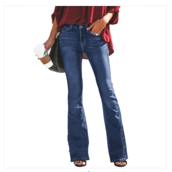 Love Is Real Couture Denim - LAST TWO! Blue Anchor Point Bell Bottom Jeans